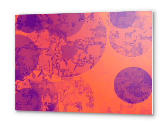 geometric circle pattern abstract in orange and purple Metal prints by Timmy333