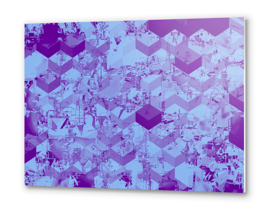 geometric square pixel pattern abstract background in purple Metal prints by Timmy333