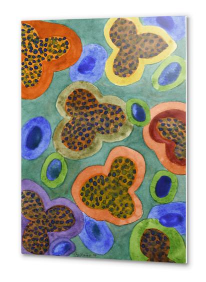 Summerly Blossoms and Olives Pattern  Metal prints by Heidi Capitaine