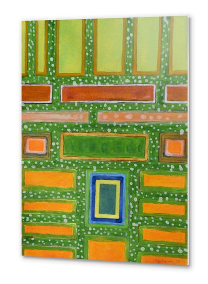 Filled Rectangles on Green Dotted Wall   Metal prints by Heidi Capitaine