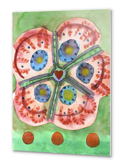 Tender Folcloristic Heart Blossom  Metal prints by Heidi Capitaine