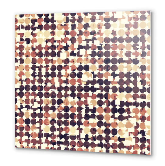 geometric square and circle pattern abstract in brown Metal prints by Timmy333