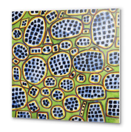 Blue-Black Seeds Pattern Metal prints by Heidi Capitaine