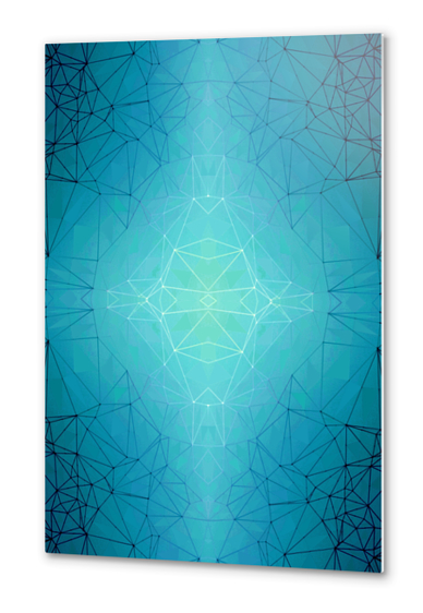 fractal graphic design geometric symmetry line pattern abstract background in blue Metal prints by Timmy333