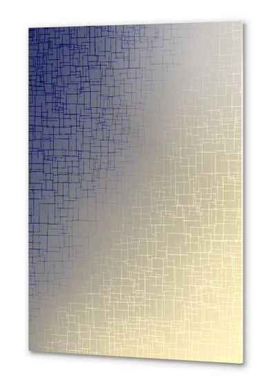 graphic design geometric line pattern abstract background in blue brown Metal prints by Timmy333