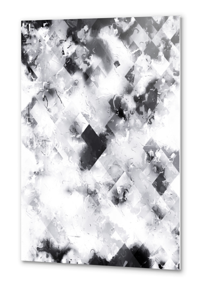 graphic design pixel geometric square pattern abstract background in black and white Metal prints by Timmy333