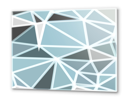 geometric triangle polygon shape abstract background in blue Metal prints by Timmy333