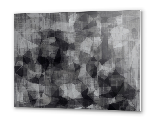 geometric triangle abstract background in black and white Metal prints by Timmy333