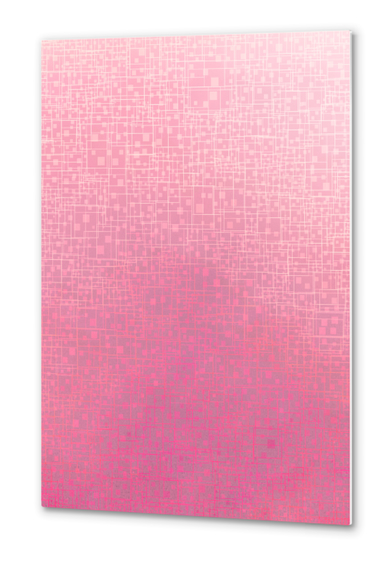 fractal graphic design geometric square line pattern abstract background in pink Metal prints by Timmy333