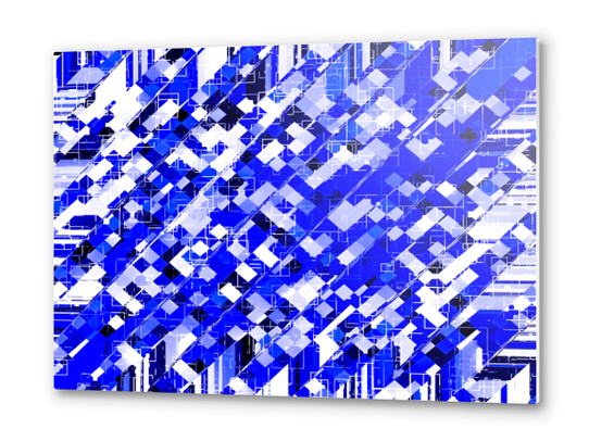 geometric square pixel pattern abstract background in blue Metal prints by Timmy333