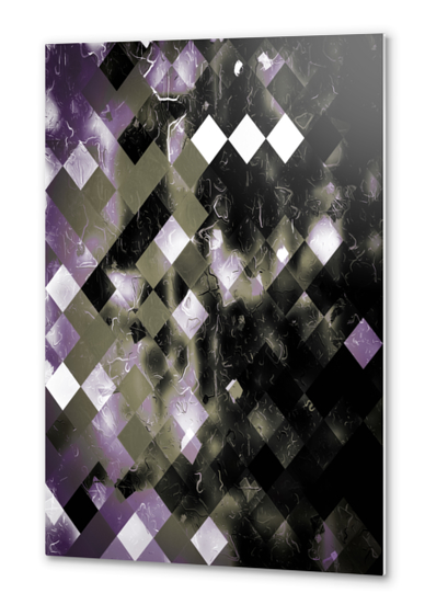 geometric pixel square pattern abstract background in purple black and white Metal prints by Timmy333