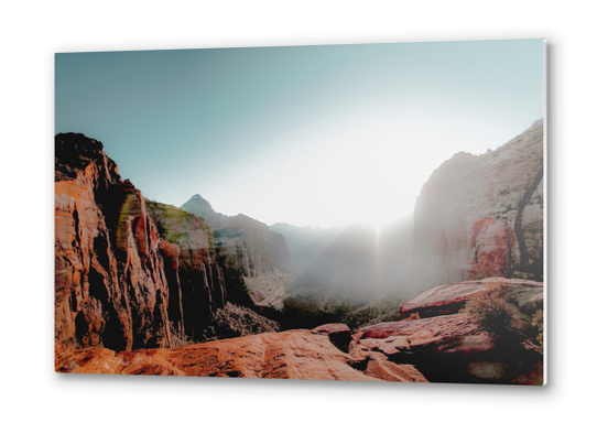 Mountain view with summer sky at Zion national park Utah USA Metal prints by Timmy333