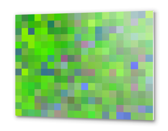 geometric square pixel pattern abstract background in green blue pink Metal prints by Timmy333