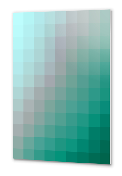 green blue graphic design geometric pixel square pattern abstract background Metal prints by Timmy333