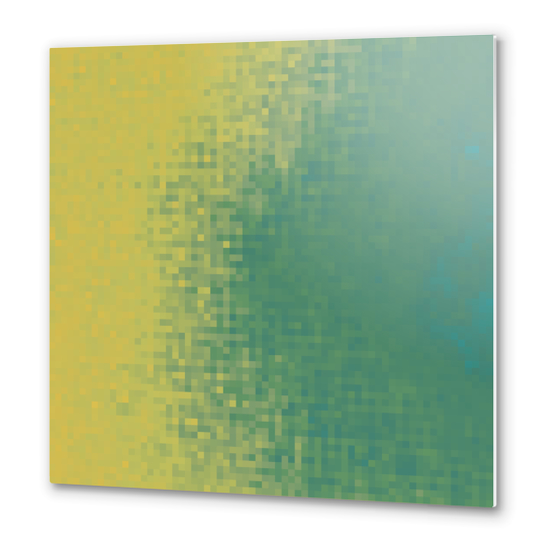 graphic design geometric pixel square pattern abstract background in green yellow Metal prints by Timmy333