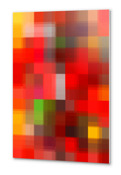 graphic design pixel geometric square pattern abstract background in red yellow green Metal prints by Timmy333