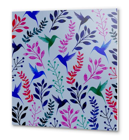 WATERCOLOR FLORAL AND BIRDS X 0.2 Metal prints by Amir Faysal