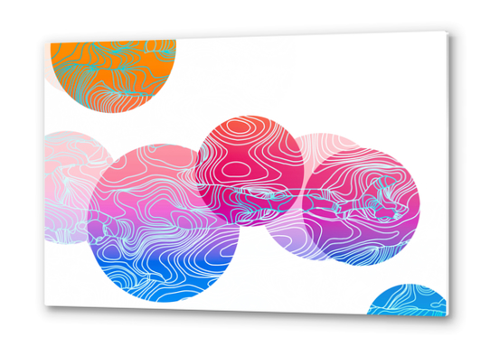 colorful geometric circle abstract background in pink blue purple orange Metal prints by Timmy333