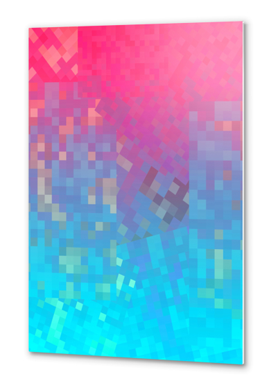 geometric pixel square pattern abstract background in pink blue Metal prints by Timmy333