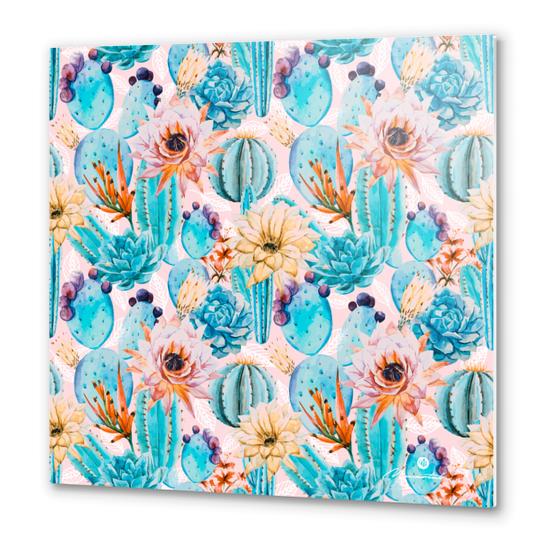 Cactus and flowers pattern Metal prints by mmartabc