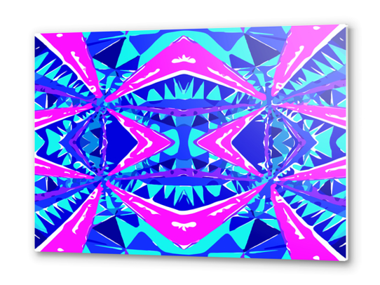 psychedelic geometric abstract pattern background in blue pink purple Metal prints by Timmy333