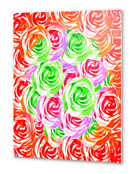 colorful rose pattern abstract in red pink green Metal prints by Timmy333