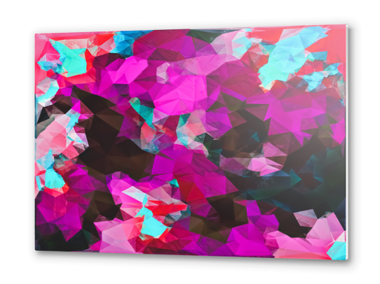 psychedelic geometric polygon abstract pattern in purple pink blue Metal prints by Timmy333