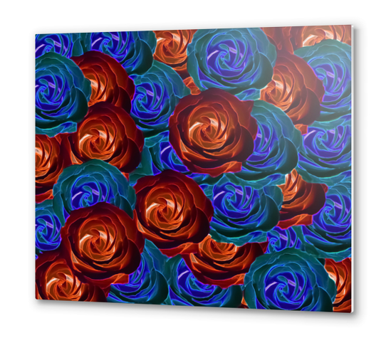 rose texture pattern abstract background in red and blue Metal prints by Timmy333