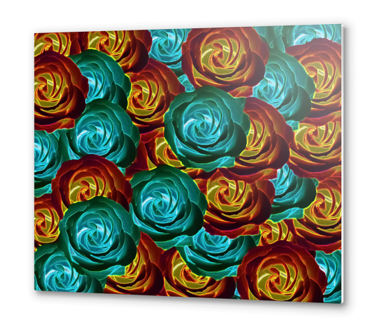 rose texture pattern abstract background in green red and yellow Metal prints by Timmy333