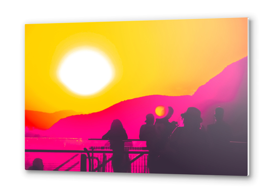 summer sunset light with mountain background Metal prints by Timmy333