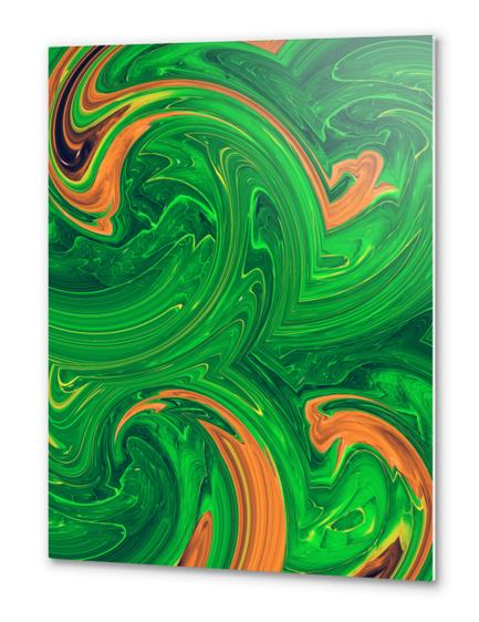 green orange and brown curly painting abstract background Metal prints by Timmy333