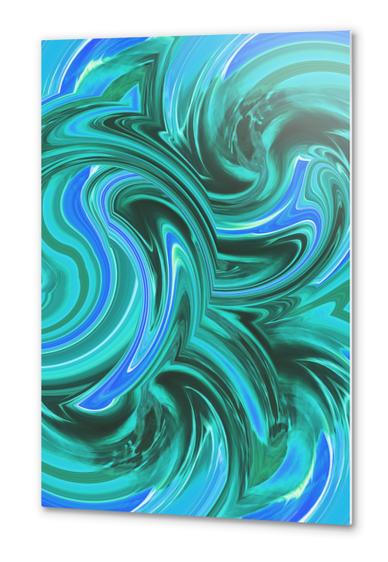 green and blue curly painting abstract background Metal prints by Timmy333