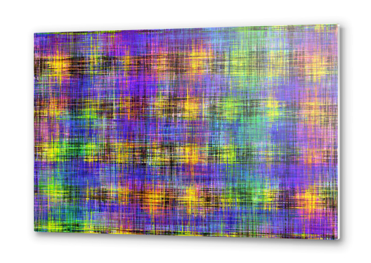 plaid pattern abstract texture in purple yellow green Metal prints by Timmy333