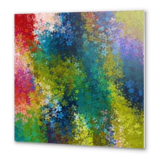 flower pattern abstract background in blue yellow green red Metal prints by Timmy333