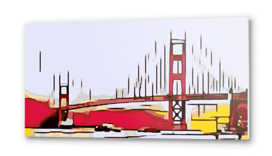 drawing Golden Gate bridge, San Francisco, USA with white background Metal prints by Timmy333