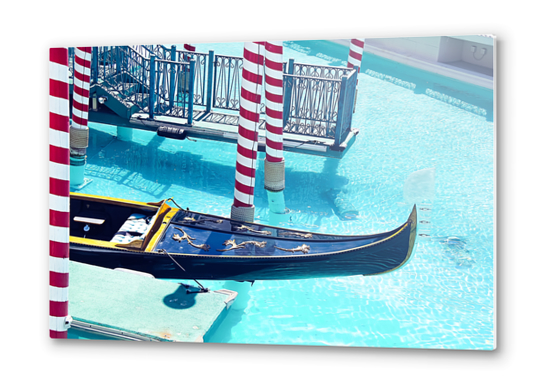 Classic Gondola boat and blue water Metal prints by Timmy333