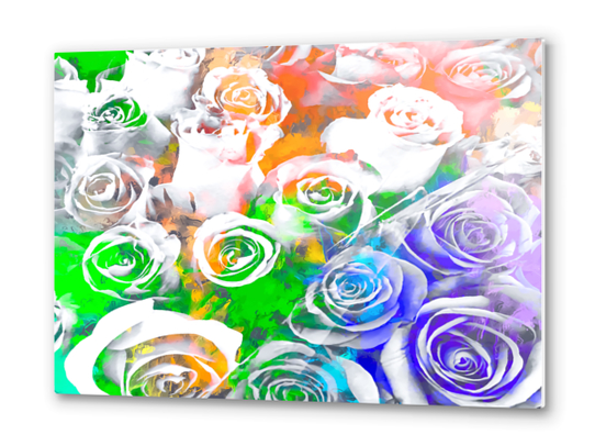 rose texture pattern abstract with splash painting in blue green orange Metal prints by Timmy333