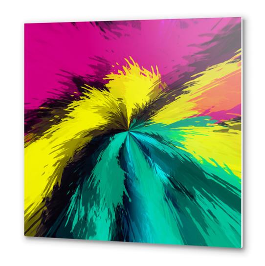 pink yellow and green splash painting texture background Metal prints by Timmy333