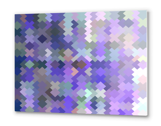 geometric square pixel pattern abstract in purple and pink Metal prints by Timmy333