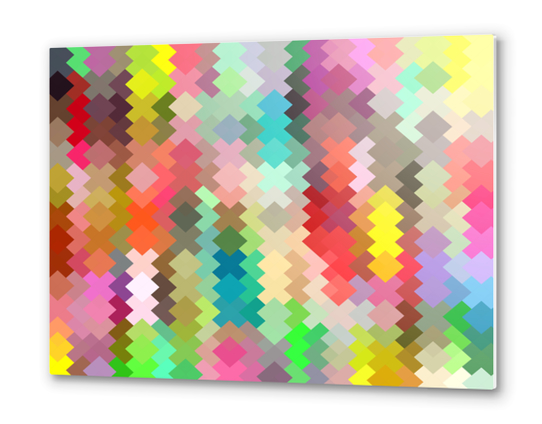 geometric square pixel pattern abstract in red blue green yellow Metal prints by Timmy333