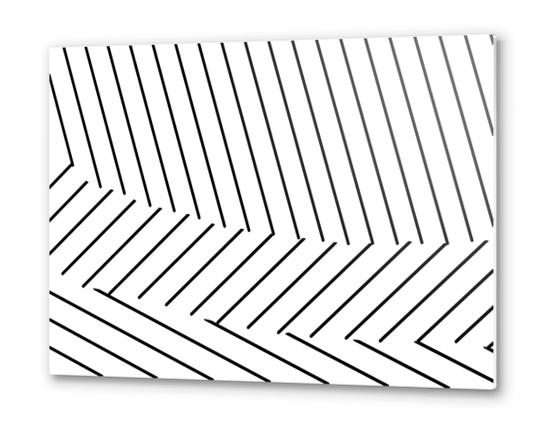 geometric line pattern abstract background in black and white Metal prints by Timmy333