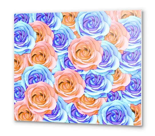 blooming rose texture pattern abstract background in red and blue Metal prints by Timmy333