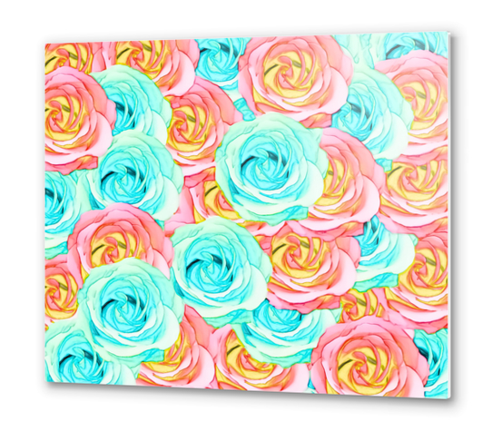 blooming rose texture pattern abstract background in red and blue Metal prints by Timmy333