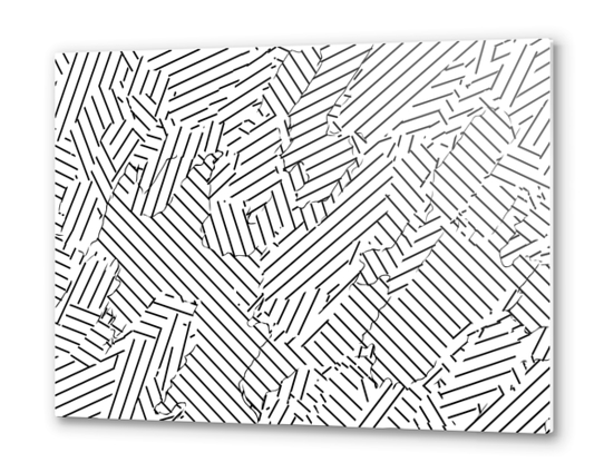 geometric line abstract pattern abstract background in black and white Metal prints by Timmy333