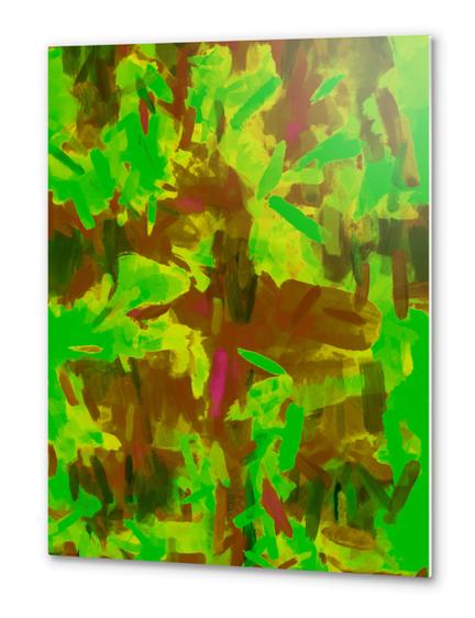 green yellow brown painting texture abstract background Metal prints by Timmy333