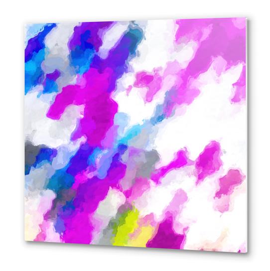 psychedelic painting texture abstract in pink purple blue yellow and white Metal prints by Timmy333