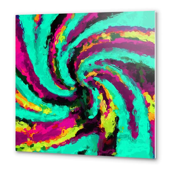 psychedelic graffiti watercolor painting abstract in green blue pink purple and yellow Metal prints by Timmy333