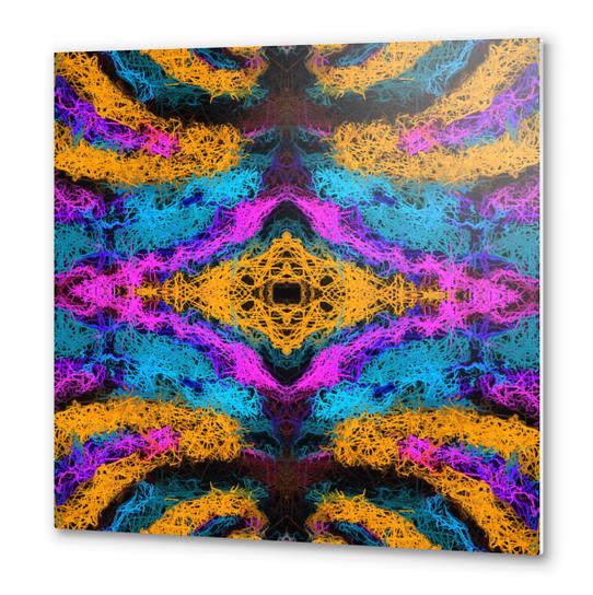 psychedelic graffiti geometric drawing abstract in pink orange blue Metal prints by Timmy333