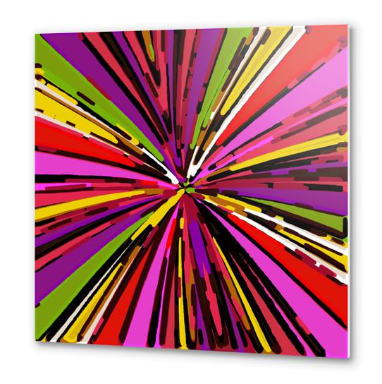 psychedelic geometric graffiti line pattern in pink purple yellow green red Metal prints by Timmy333