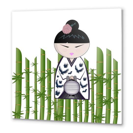 Bamboo kokeshi Metal prints by PIEL Design